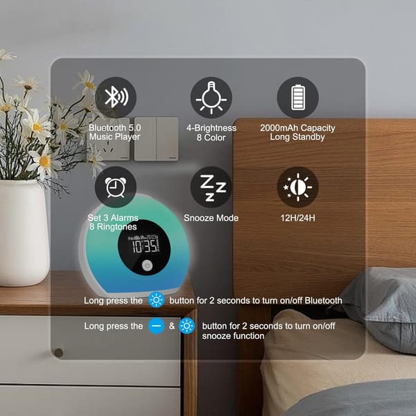 [LCS] Herätyskello valolla ja Bluetooth-kaiuttimella, yövalo lapsille