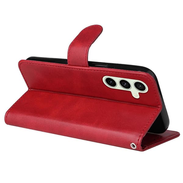 [LCS] För Samsung Galaxy S24 FE Plånboksfodral PU Läder Stativ Flip Telefonfodral Multicolor Red