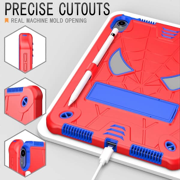 [LCS] Skyddsfodral för iPad (2025) iPad 10.9 (2022) Anti-fall surfplattefodral Spider Style PC Silikon Kic Multicolor Red+Blue