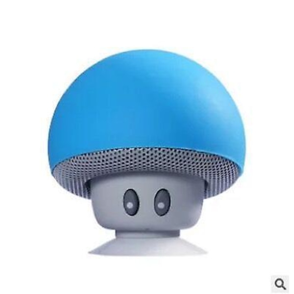 Langaton Bluetooth-kaiutin, sarjakuvamainen sienipää, imukuppi, puhelinpidike, kannettava ulkokäyttöön blue