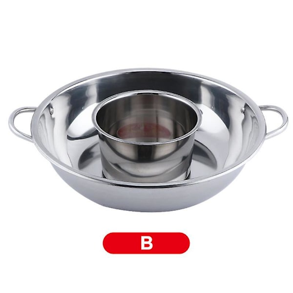 Gryta för Hot Pot, Rostfritt Stål, Delad, Extra Liten Gryta, 2 Handtag, Köksredskap, Matlagningsmaterial B 32cm