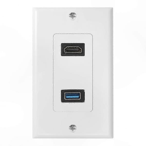 Väggplattaadapter med 2 HDMI- och USB 3.0-portar för enkel anslutning White