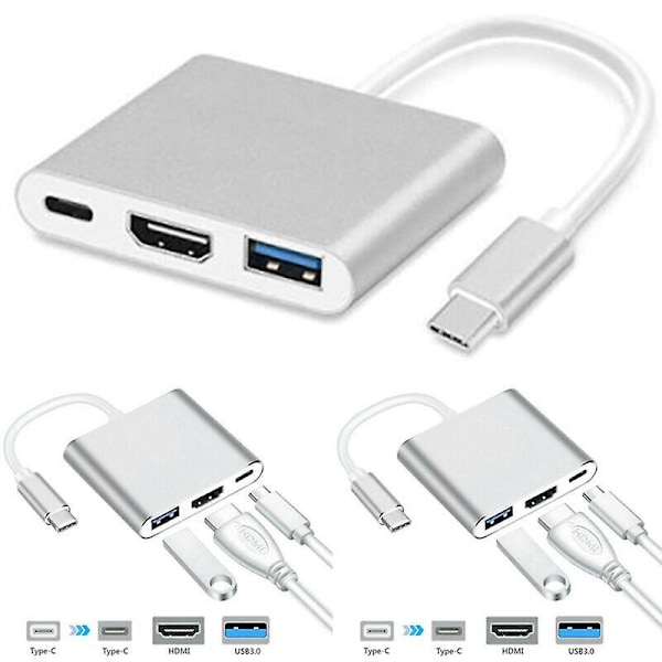 Type C - USB-C 4K HDMI USB 3.0 3-in-1 Hub -adapterikaapeli Apple Macbook Macille