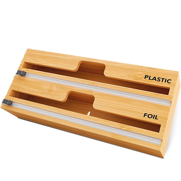 [LCS] Plastfoliedispenser, 100 % bambu aluminiumfoliedispenser (2 i 1)