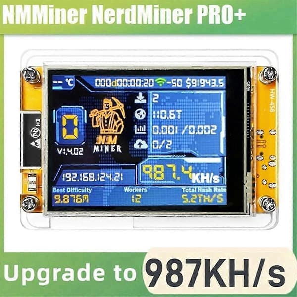 NMMiner NerdMiner Opgraderet Harshrate 987KH/S 2,8 tommer Smart Display