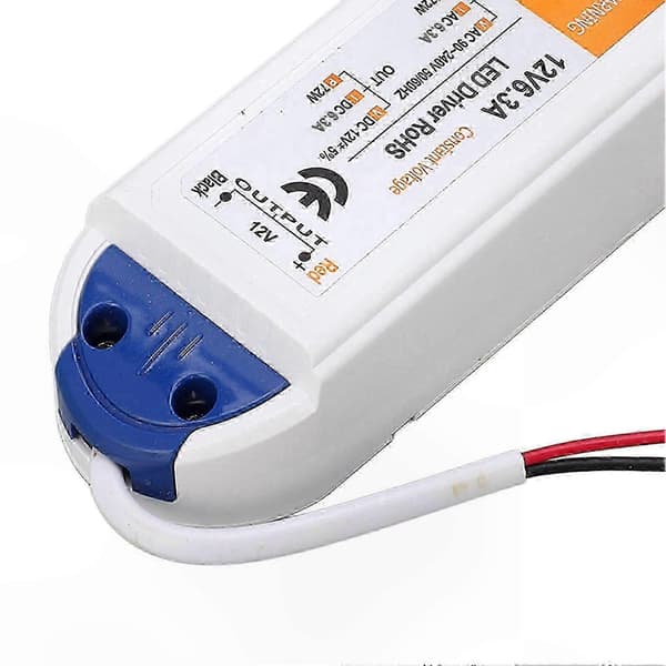 72W 12V DC 6.3A LED Driver Strømforsyningstransformer, AC 90-240V til LED-strips, pærer, industriel udendørsbelysning, computerprojekter