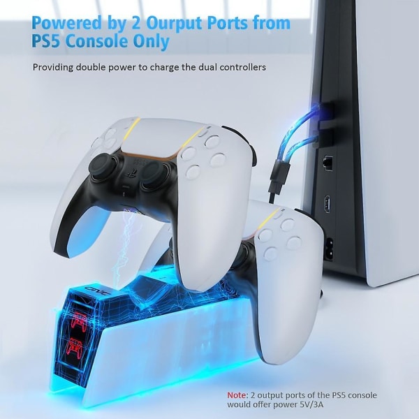 Oivo dubbelladdningsstation för Sony PlayStation 5 trådlös handkontroll, laddningsstation för PS5 joystick gamepad snabbladdare med indikatorer