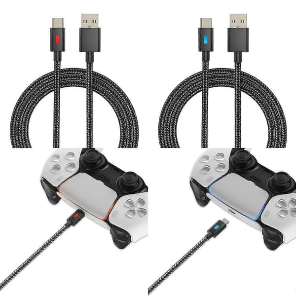 Opladningskabel til controller, erstatnings-USBC-ledning, nylonflettet lang hurtigopladende Type-C-opladerledning