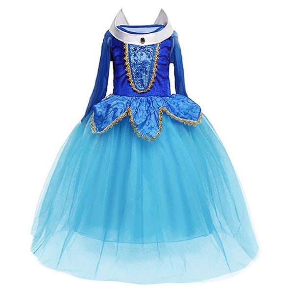 Prinsessklänning Regnbåge Tyll Klänning Födelsedag Barnkläder Blue 140cm