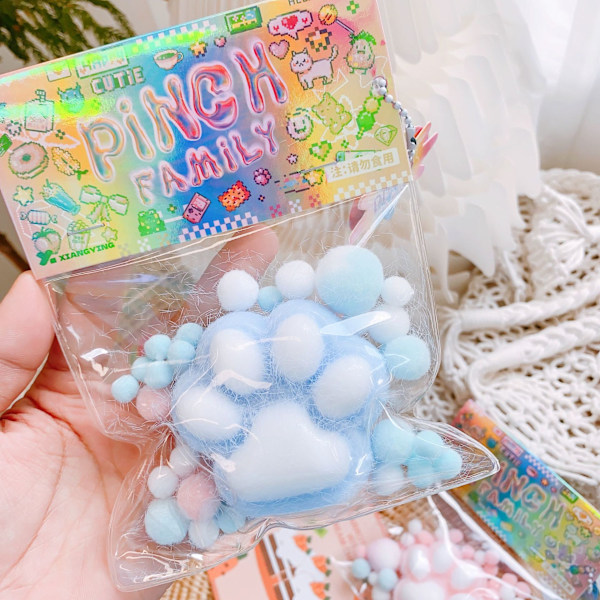 Kawaii Squishy Kattass Leksaker - Stressreducerande Sensoriska Gåvor för Barn och Tonåringar blå blue blue cat claws