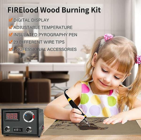 [LCS] Pyrography Wood Burning Kit Wood Burner Tool Dual Pen 60w Upgraded Adjustable Pyrography Machine