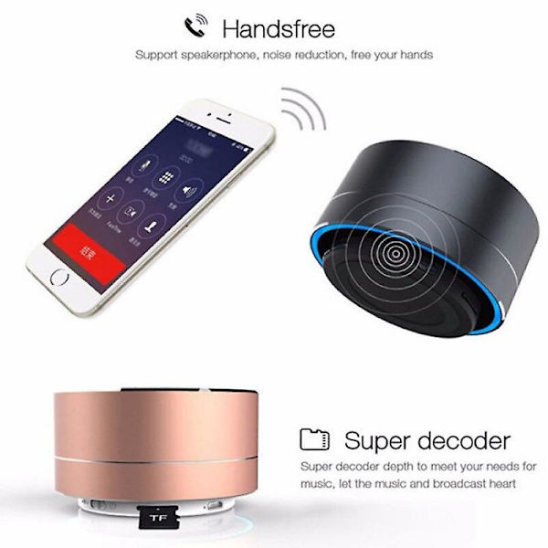 A10 Langaton Bluetooth-kaiutin Pieni Teräskanuuna Lukitse ja Lataa Suihkuta Matkapuhelin Kannettava Kortti Mini Kaiutin Hälytyslaite Black
