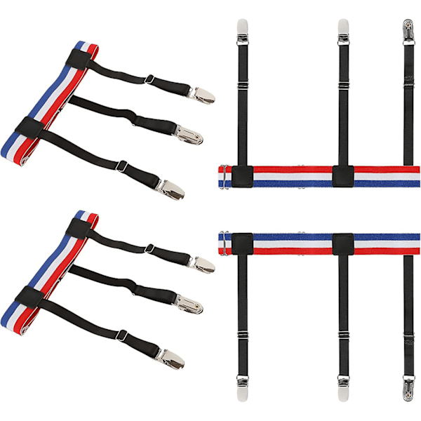 Miesten paitapidikkeet 1 pari, miesten paitasukat joustavat säädettävät paitapidikkeet lukittavalla liukumattomalla klipsillä blue white red striped