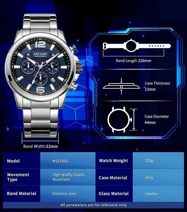 Herreur Kvarts Armbåndsur Mænd Rustfrit Stål Rem Chronograph Wa