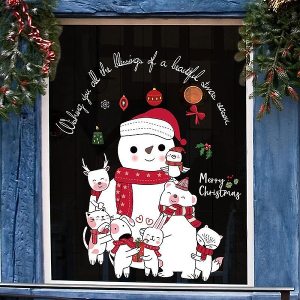 Söt Jul Snögubbe Väggdekor Butik Glas Fönster Dekor Konst Dekal