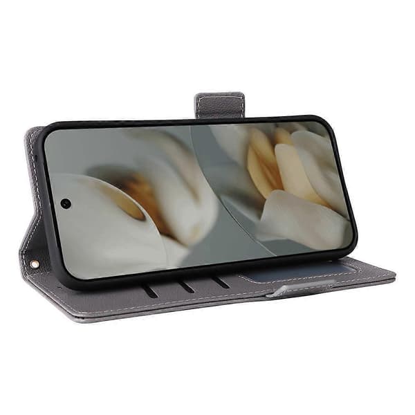 Kompatibelt fodral för Google Pixel 10 Pro XL med handledsrem Litchi-textur PU-läder plånboksfodral Grey