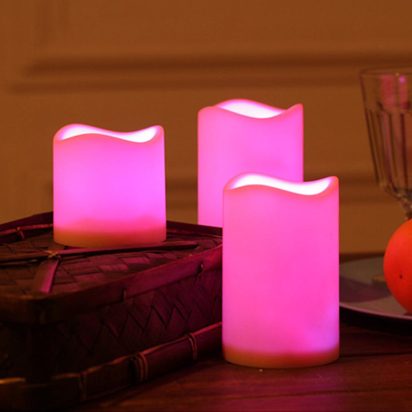 3 st Flameless LED-ljus med Flimmerande Färgbyte Batteridrivna med Fjärrkontroll