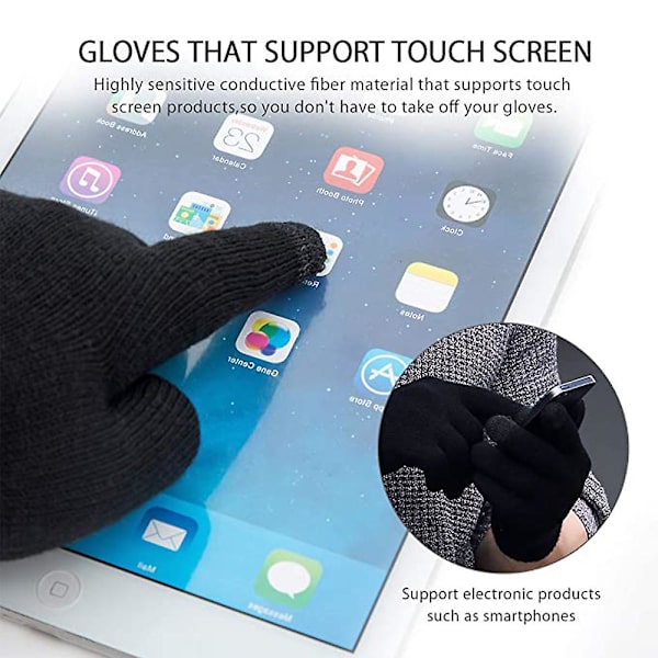1 sæt/3 stk. Vinterhue, halstørklæde og handskesæt til mænd og kvinder, beanie black