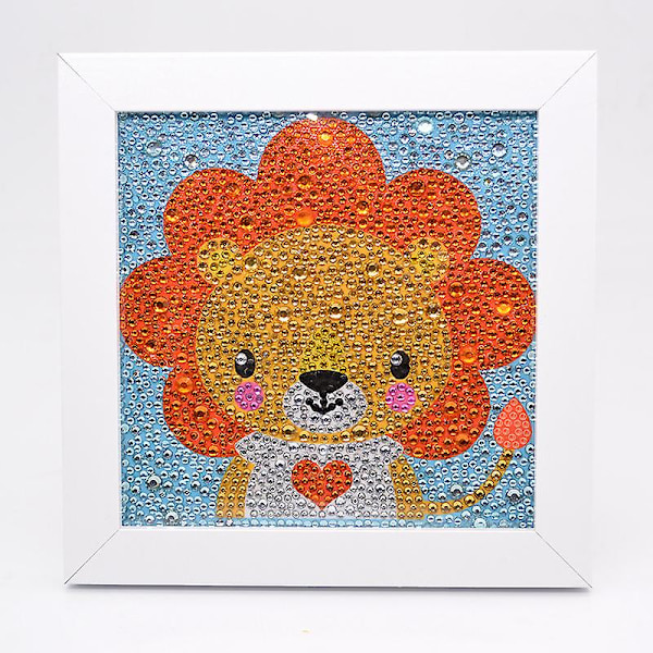 Pienet ja helpot tee-se-itse 5D-timanttimaalaussarjat kehyksellä aloittelijoille, yksisarvinen Little Lion