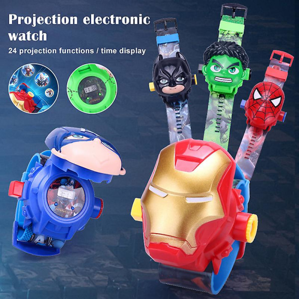 Barnleksaker Watch Actionfigur The Avengers 3 Spiderman Hulk Ironman Figurmodell Leksaker Elektronisk Blue Dog