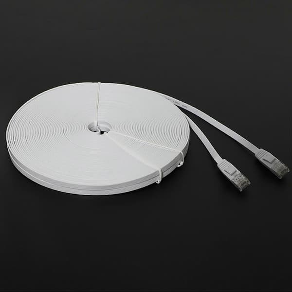 [LCS] Cat 6 Ethernet-kabel 30 meter fladt slankt langt internetnetværk LAN-patchkabler, Cat6 High S white