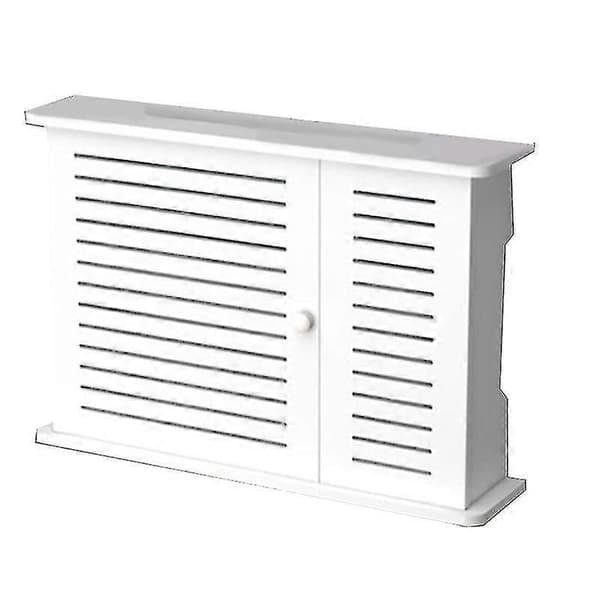 [LCS] Väggmonterad Trä Router Organizer Kabelhanteringslåda för WiFi-utrustning White