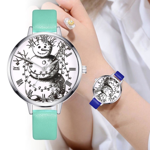 Tecknad Snögubbe Kvarts Klockor Rund Urtavla Damklockor Konstläderarmband Ny Red