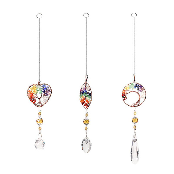 3 st Kristall Solfångare Hänge Handgjord Hängande Regnbågsfärg Lyckoenergi Sten Prisma Ornament 3pcs