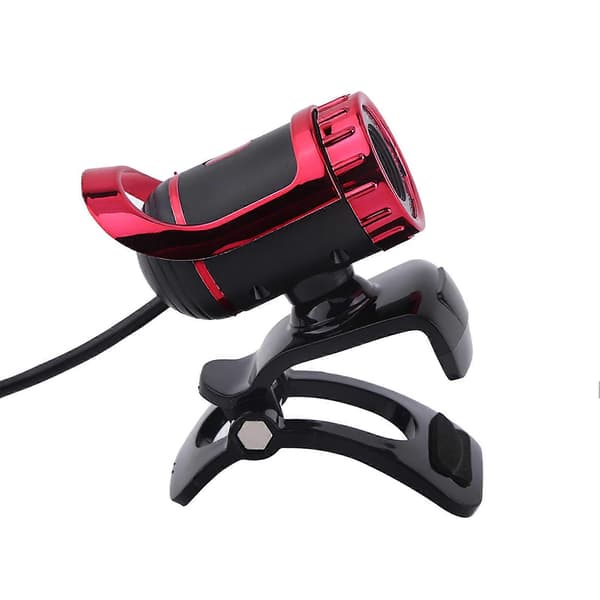 12M pixels clip-on webcam HD 360° roterende stativ indbygget mikrofon til PC rød