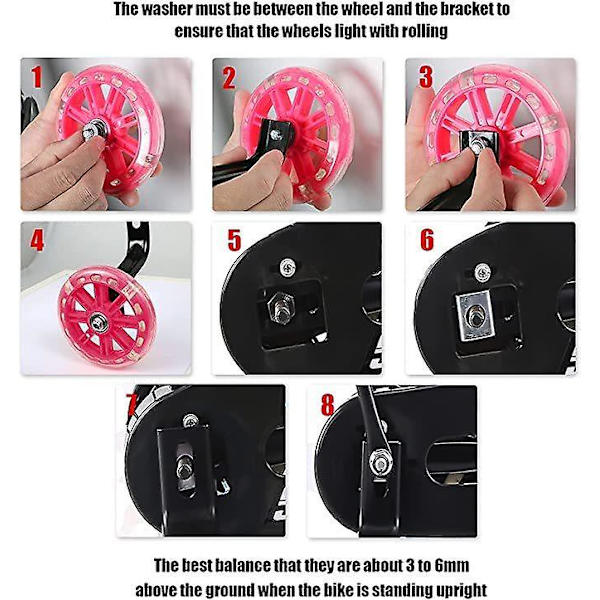 LED Blinkande Cykel Stödhjul Stabilisatorer Kit Pink