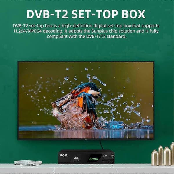 H.264 DVB-T2 U-002 WiFi TV-boks Smart 1080P TV-boks - EU-plugg 26s