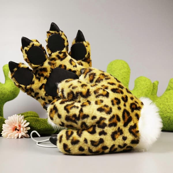 [LCS]1/2/4 stk. Leopardkostumer til børn Cosplay Leopardører Pandebånd Haler Potehandsker Dyreudklædningstilbehørssæt Yellow leopard tail