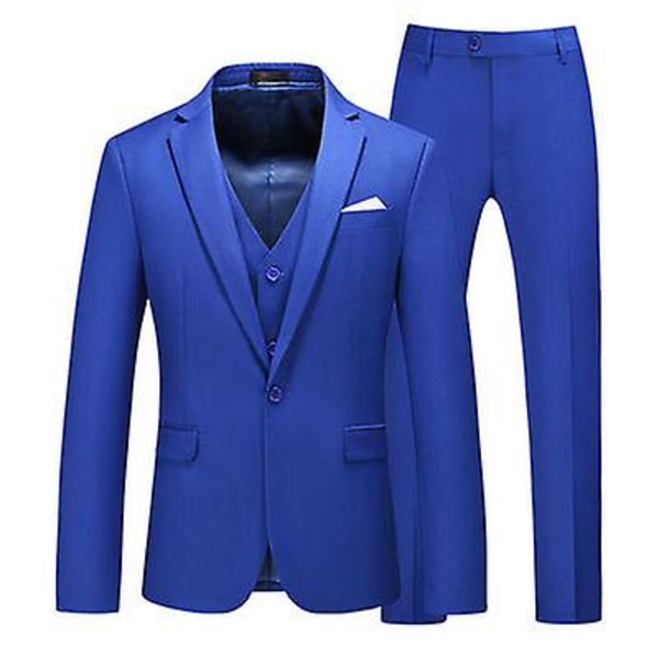 Kostym för män med en knapp Slim Fit 3-delad kostym blue S