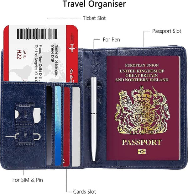 [LCS] Passfodral Skydd Marinblå Brittisk Plånbok