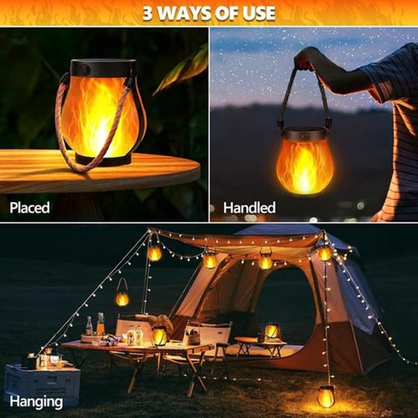 [LCS] Solcellelygte 2-pak 12x13 cm Dansende Flamme til Have Camping