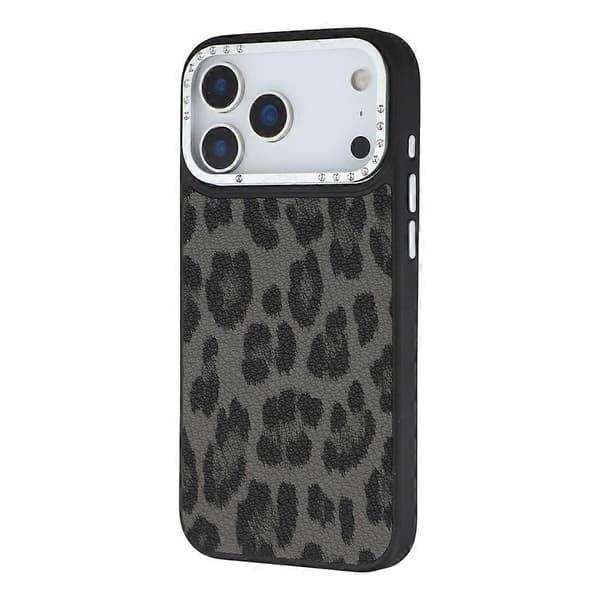 JAUCASE Kompatibel med iPhone 17 Pro Max Magnetisk Deksel Leopardmønster PU + TPU + PC Telefonbakdeksel Black