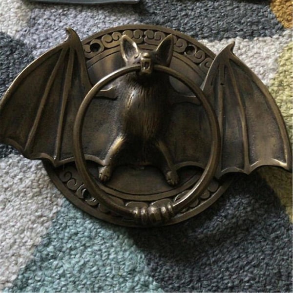 Dörrknackare i solid mässing, retro fladdermöss, kraftig dörrknackare, dekoration för ytterdörr Coppery