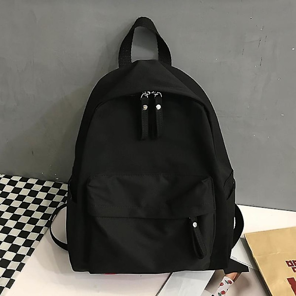 Ny skolväska ryggsäck canvas dam ryggsäck stöldskydd axelväska för tonårsflickor skolryggsäck Black