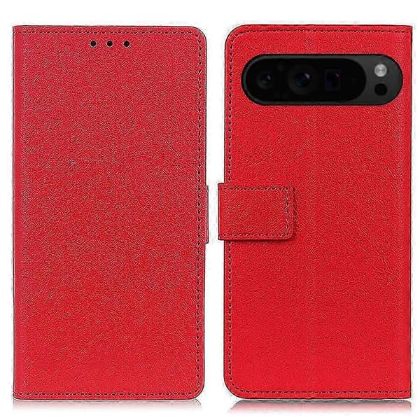 [LCS]För Google Pixel 9 Pro XL Texturerat Telefonfodral PU Läder Telefonställskydd Red