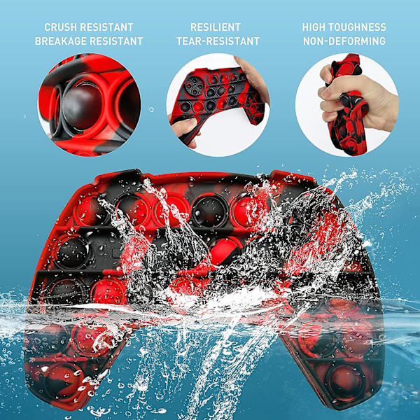 Push pop fidget spelkontroll fidget leksak för stresslindring, present för pojkar och flickor Black red