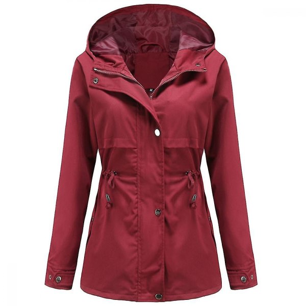 Safari Militærjakke med glidelås og snorhette for kvinner Wine Red 3XL