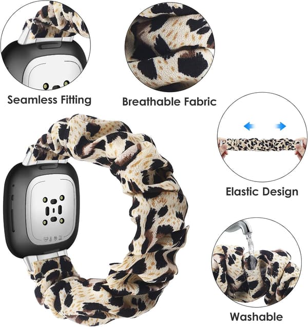 [LCS] Bånd kompatibelt med Fitbit Sense / Versa 3, bånd for kvinner Leopard