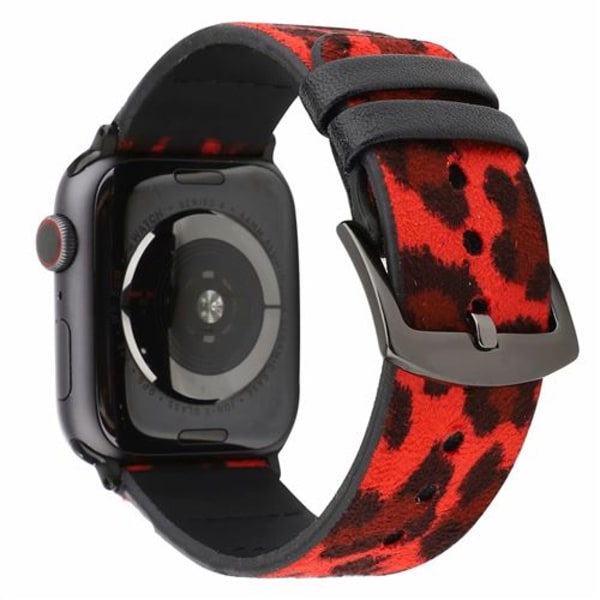 Læderurrem med leopardprint til Apple Watch Serie