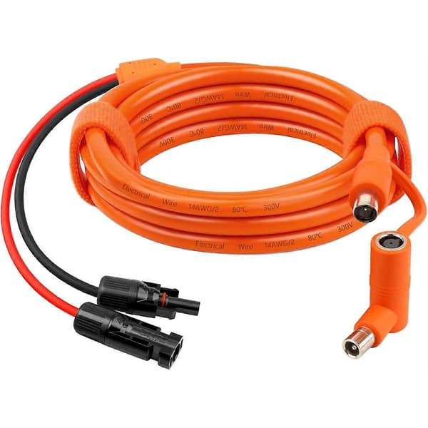 Solcellepanel til DC 8mm adapterkabel 2m, solcellekontakt til DC7909/8020 hannplugg forlengelseskabel, fortinnet kobbertråd Orange