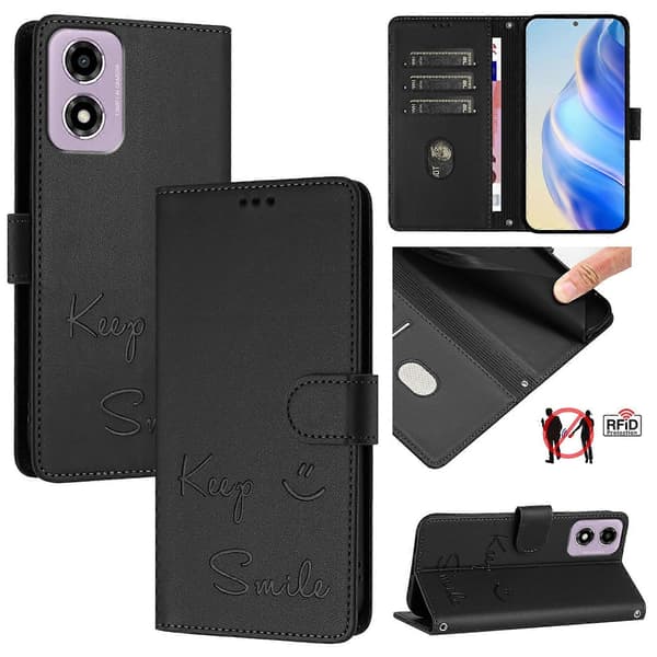 [LCS]Läderfodral kompatibelt med Motorola Moto E14 Black