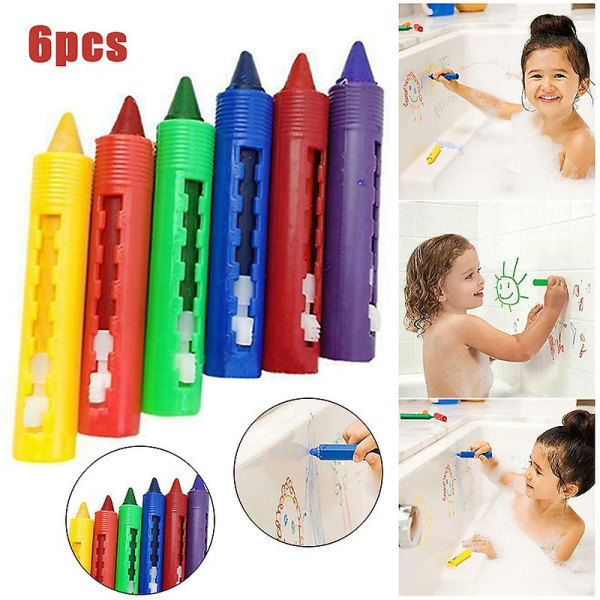 6st Tvättbar Crayon Barn Baby Bath Time Paints Ritpennor Leksak för Halloween Makeup