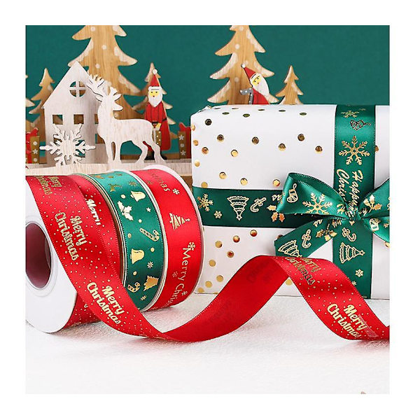 Joulu Nauha 2,5 cm x 22 m Joulukuusen Nauhat Lahjapaketointiin red