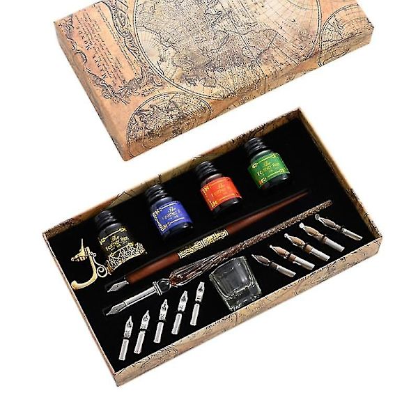 Vintage Dip Penner Fontene Skriveblekk, Nibber, Penneholder Red