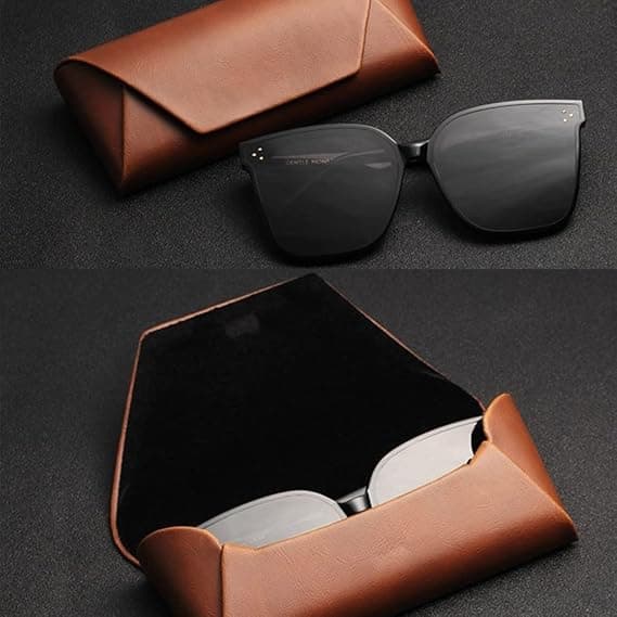 [LCS] 2 Pcs. Glasses Case, Leather Sunglasses Case, ZQKLA