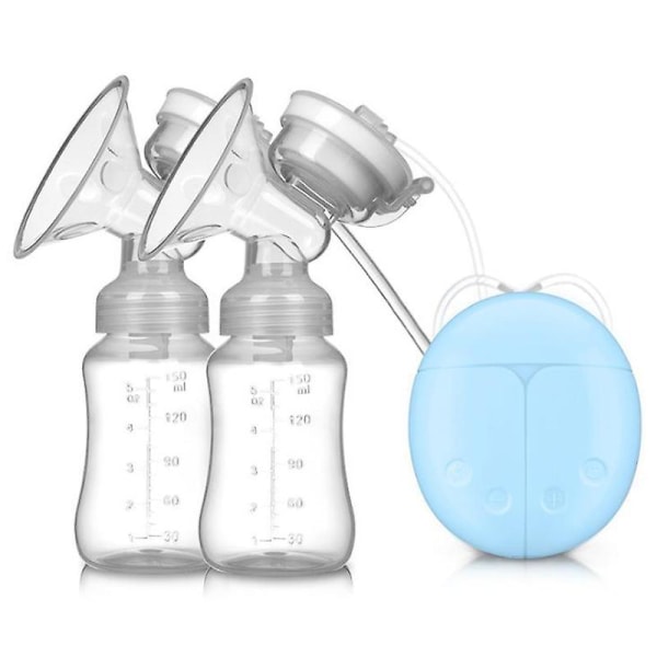 Elektrisk dubbelbröstpump med mjölkflaska Silikonnippelsug USB bröstpump för baby